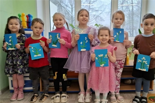 Подснежники из пластилина.