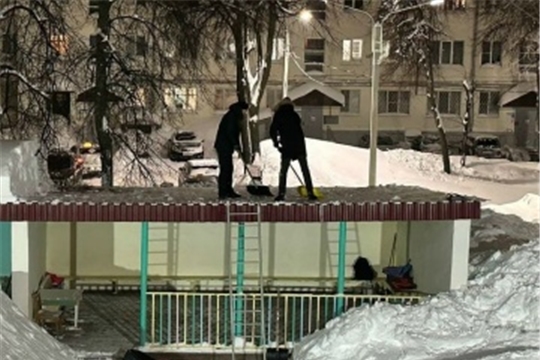 Уборка снега с крыш веранд