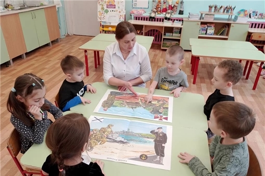 Познавательно- творческое занятие, посвященное защитникам Отечества в группе "Солнышко".