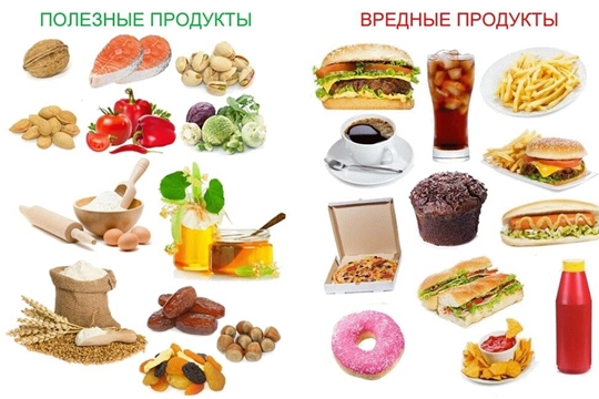 Полезные и вредные продукты.