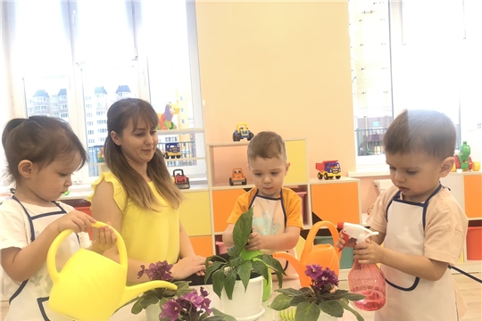 Уход за комнатными растениями в детском саду