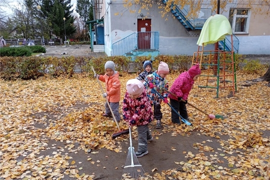 🍂Ребята средней группы активно трудятся на своём участке