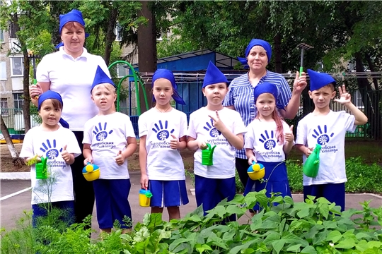 Тимуровцы ухаживают за огородом