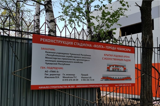 Продолжается строительство крытого катка на стадионе "Волга"