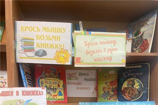 Выставка-рекомендация "Брось мышку возьми в руки книжку" в Большеалгашинской сельской библиотеке