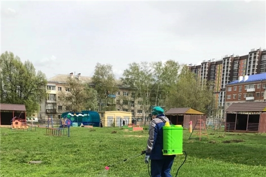 В целях осуществления безопасной прогулки в детском саду провели акарицидную обработку, для профилактики появления и уничтожение клещей.