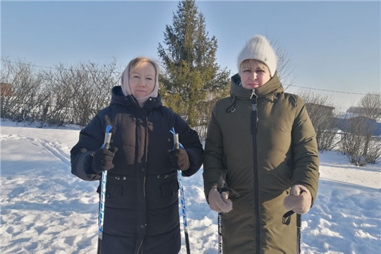 Библиотекарь Кугеевской сельской библиотеки присоединилась к «Лыжне России»