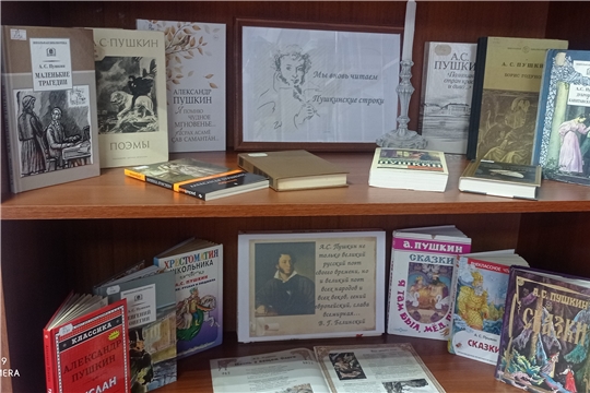 Книжная выставка «Мы вновь читаем Пушкинские строки» в Туванской сельской библиотеке им. Г. И. Фёдорова