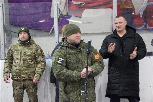 Церемония открытия турнира по хоккею среди школьных команд города Чебоксары, посвященного Дню защитника Отечества