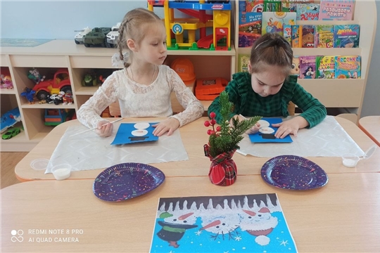 Аппликация снеговика